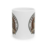 Coffee First Ceramic Mug (11oz & 15oz) — Vintage Coffee Badge Design