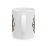 Coffee First Ceramic Mug (11oz & 15oz) — Vintage Coffee Badge Design